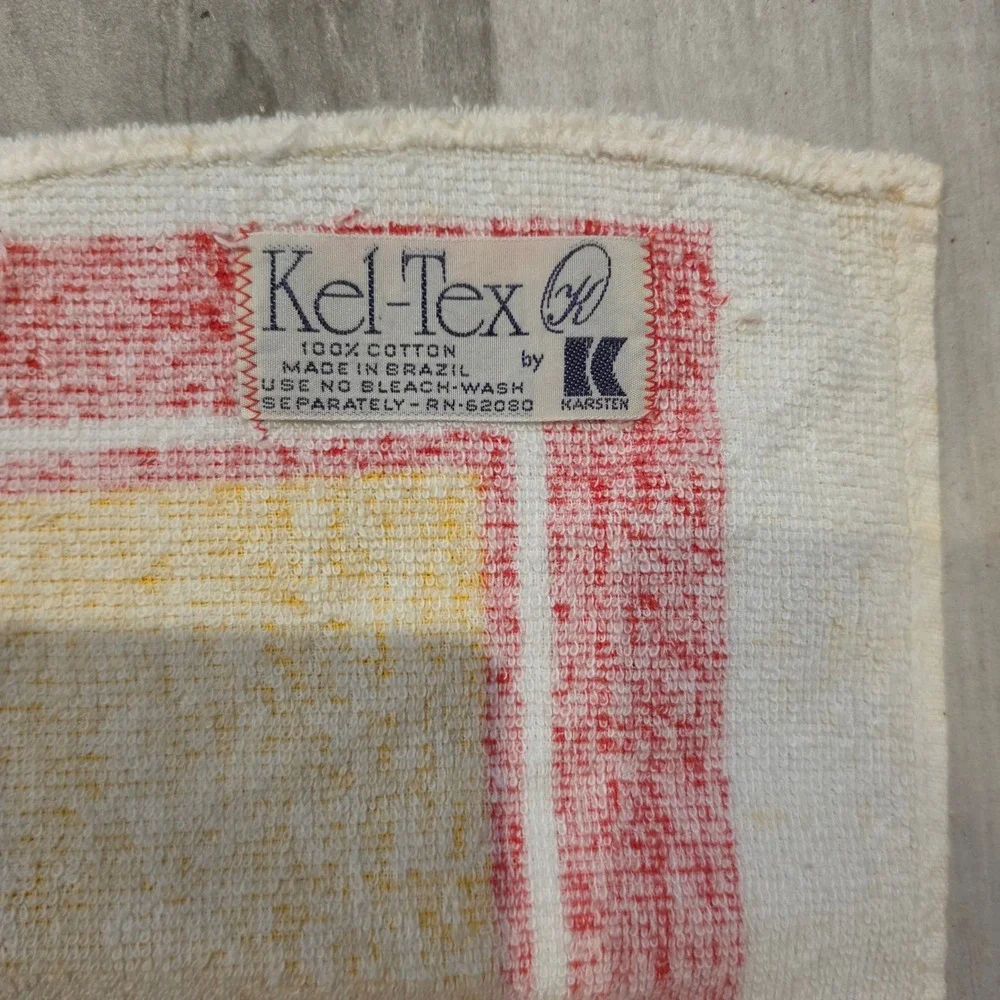 Vintage Kel-Tex Karsten Florida Souvenir Beach Towel Map Graphic Cotton Brazil